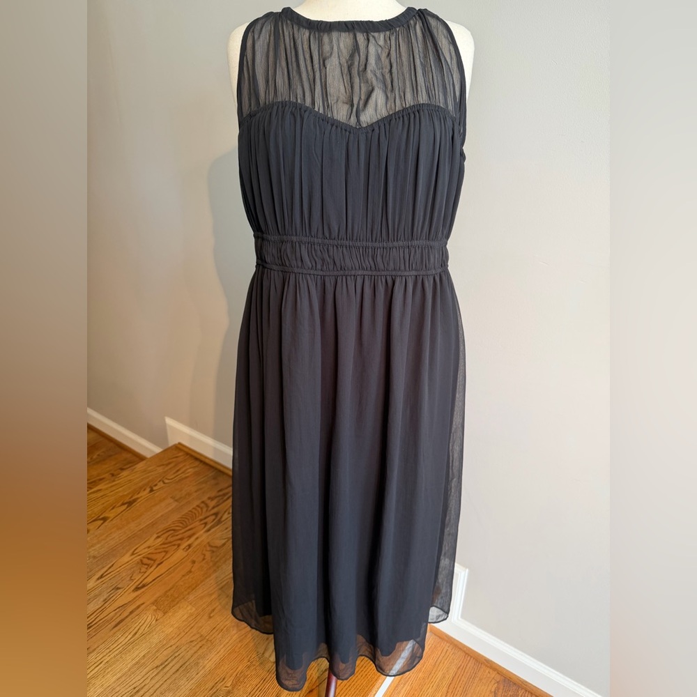 NWT Old Navy Black Crinkled Chiffon Fit&Flare Midi Dress - Size 2X Plus
